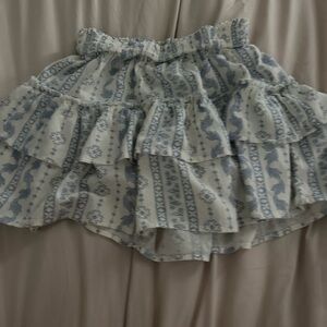 True Craft Blue and White Ruffled Mini Skirt